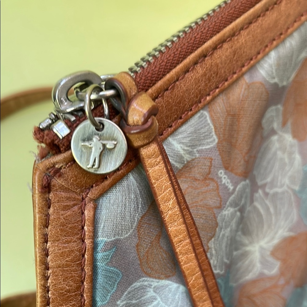 Caramel HOBO Crossbody Leather Bag with Fold-Over Flap and Adjustable Strap - Picture 10 of 13